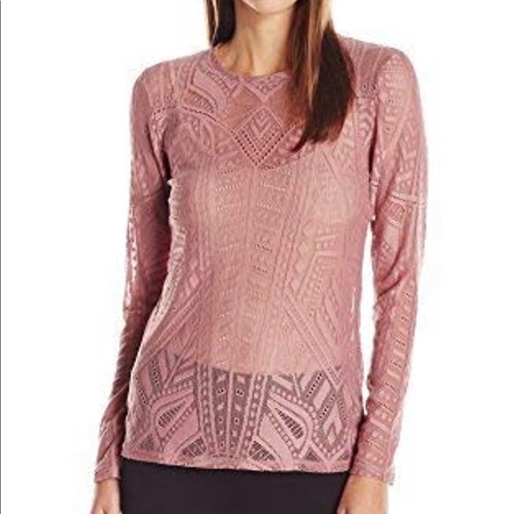 BCBGMaxazria lace long sleeve dusty rose